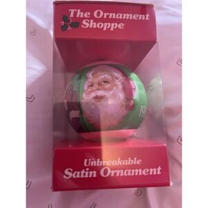 Vintage The Ornament shoppe Unbreakable Satin ball Christmas Happy Holidays 1981